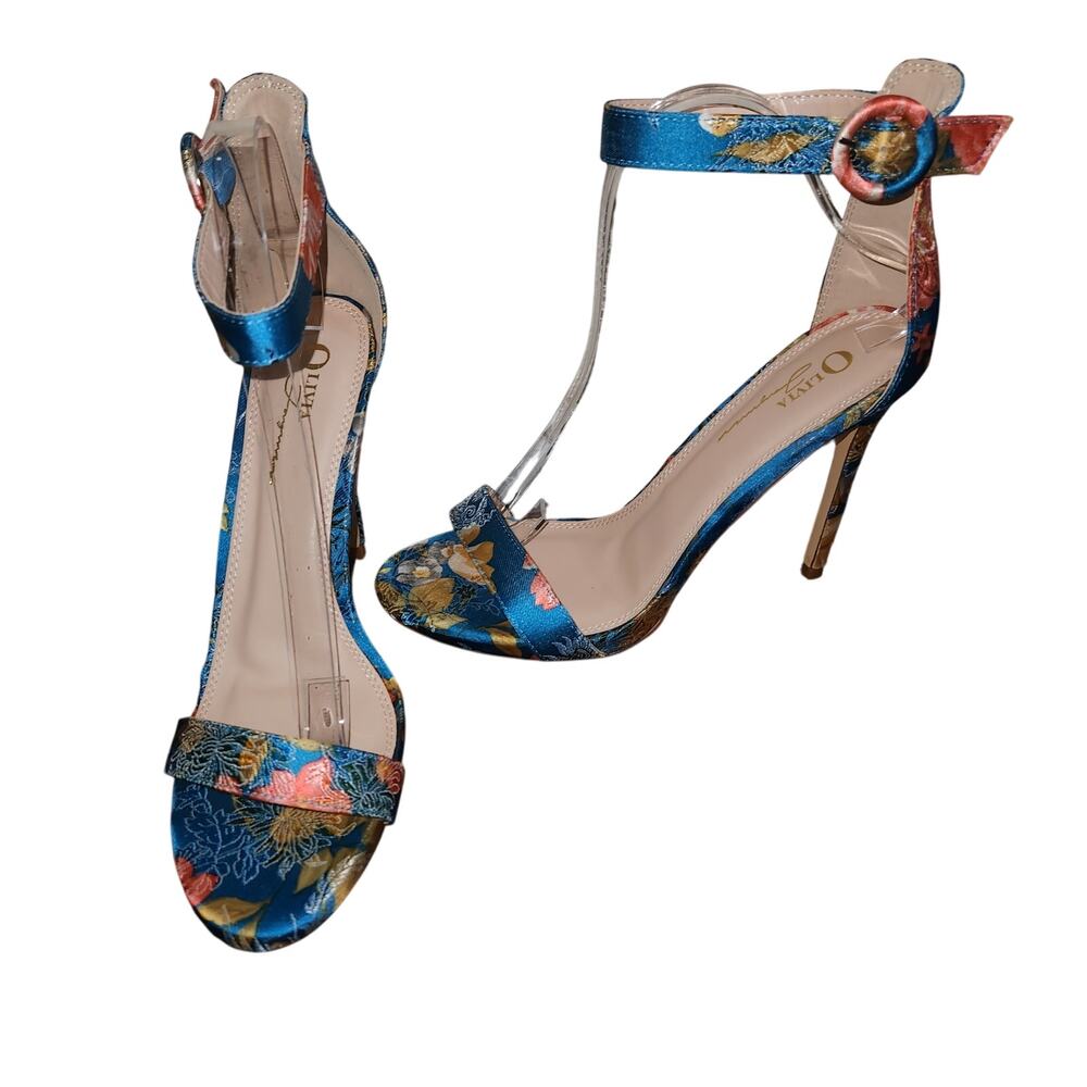 Floral Blue Heels